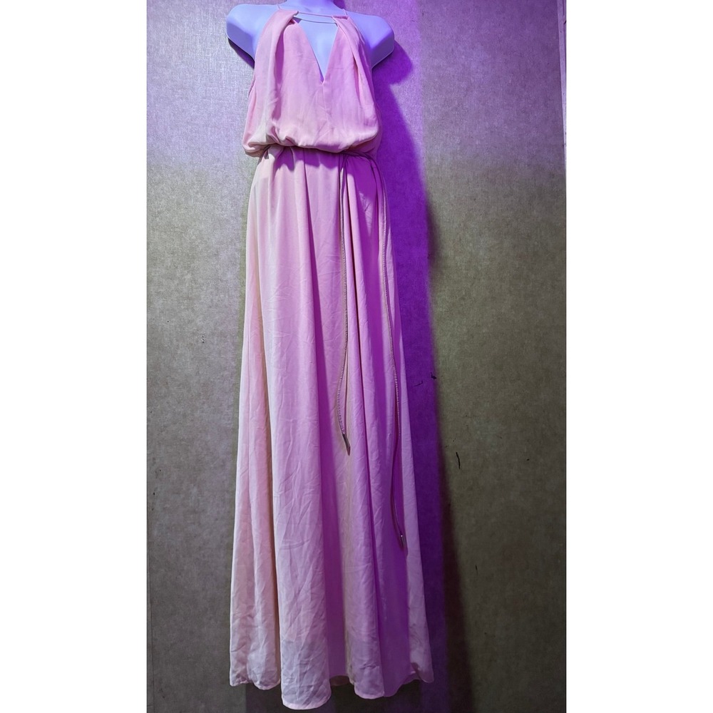 Stunning Blush Pink Chiffon Halter Maxi Dress